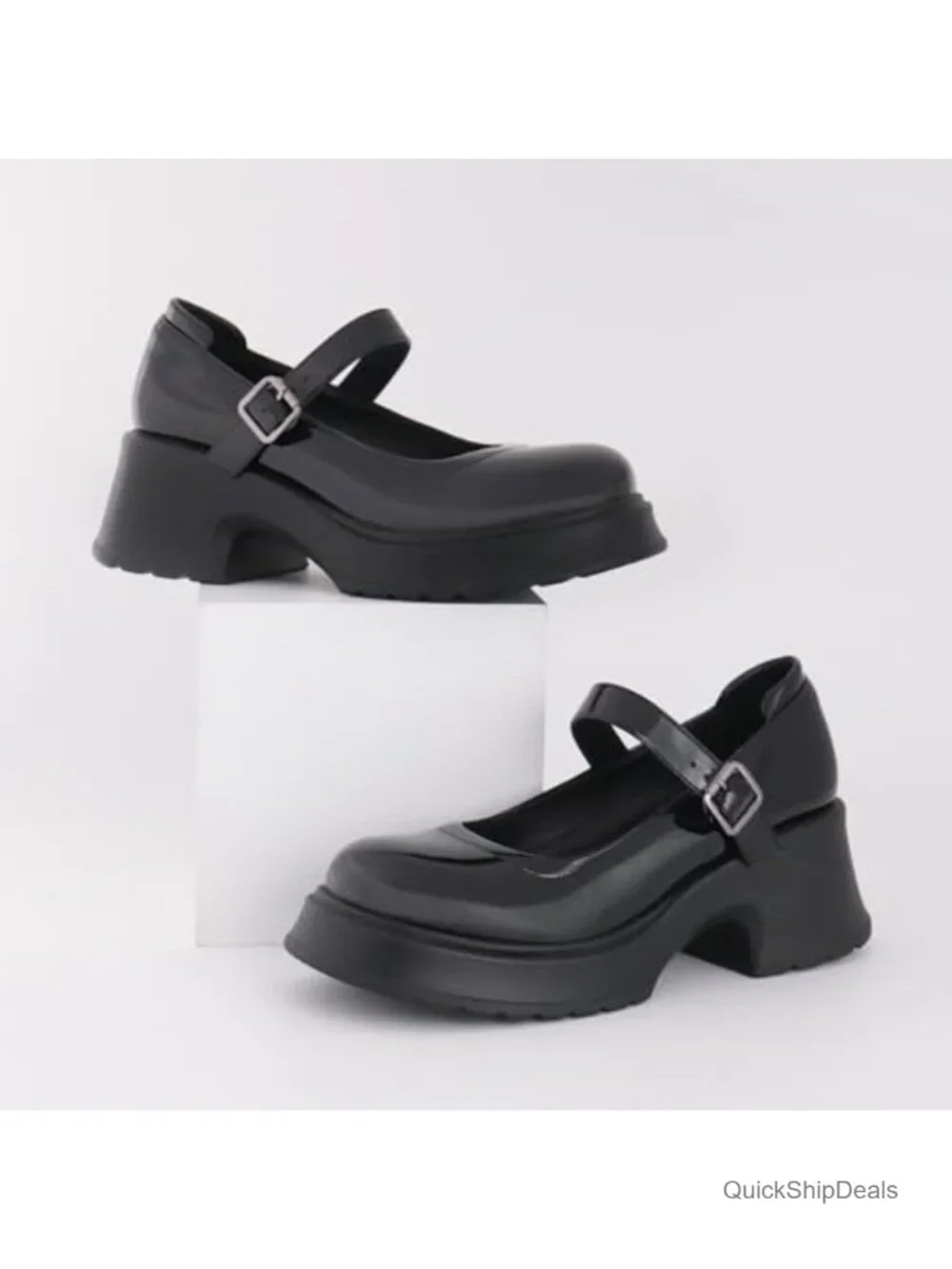 Platform Mary Jane Heels Pumps, Chunky Block Heel, Ankle Strap Oxford